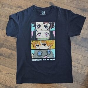Demon Slayer Mens T-Shirt Black Short Sleeve Size Large